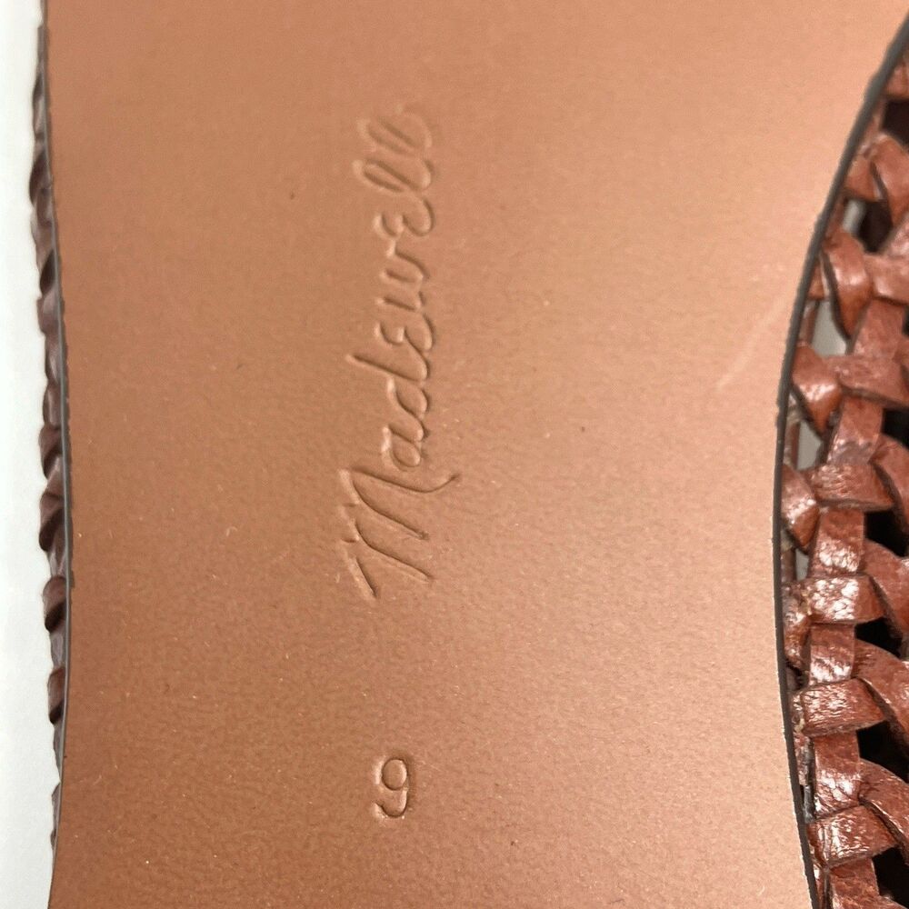 Madewell Ballet Flats Women 9 Brown Leather Mylie Woven Square Toe NU884 - Picture 7 of 12